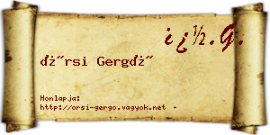 Örsi Gergő névjegykártya